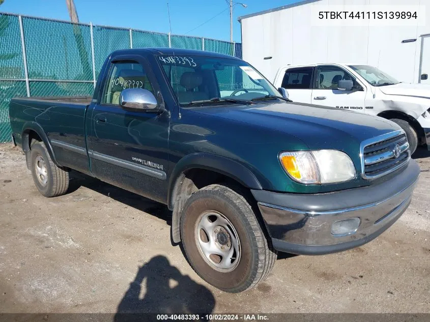 2001 Toyota Tundra Sr5 V8 VIN: 5TBKT44111S139894 Lot: 40483393