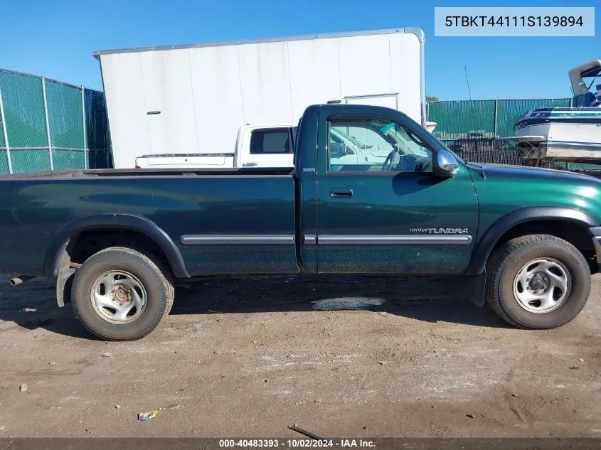 2001 Toyota Tundra Sr5 V8 VIN: 5TBKT44111S139894 Lot: 40483393