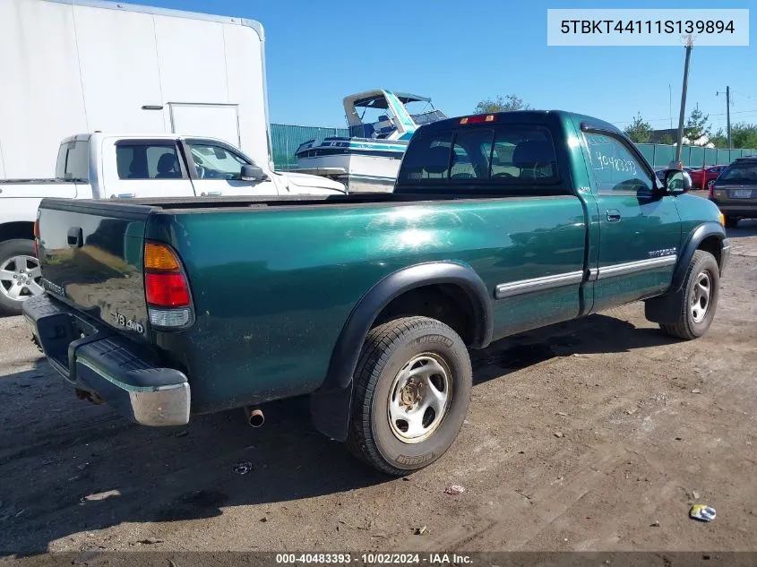 2001 Toyota Tundra Sr5 V8 VIN: 5TBKT44111S139894 Lot: 40483393