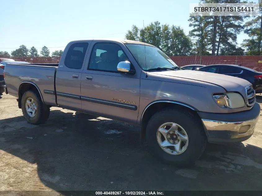 2001 Toyota Tundra Sr5 V8 VIN: 5TBRT34171S154411 Lot: 40489267