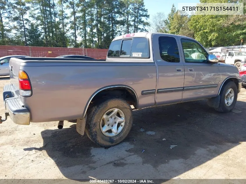 2001 Toyota Tundra Sr5 V8 VIN: 5TBRT34171S154411 Lot: 40489267