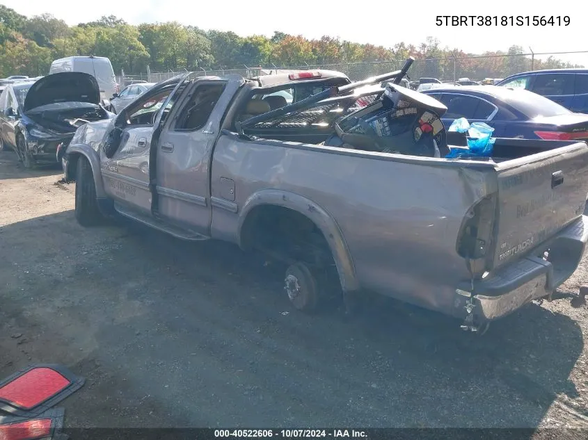 2001 Toyota Tundra Access Cab Limited VIN: 5TBRT38181S156419 Lot: 40522606