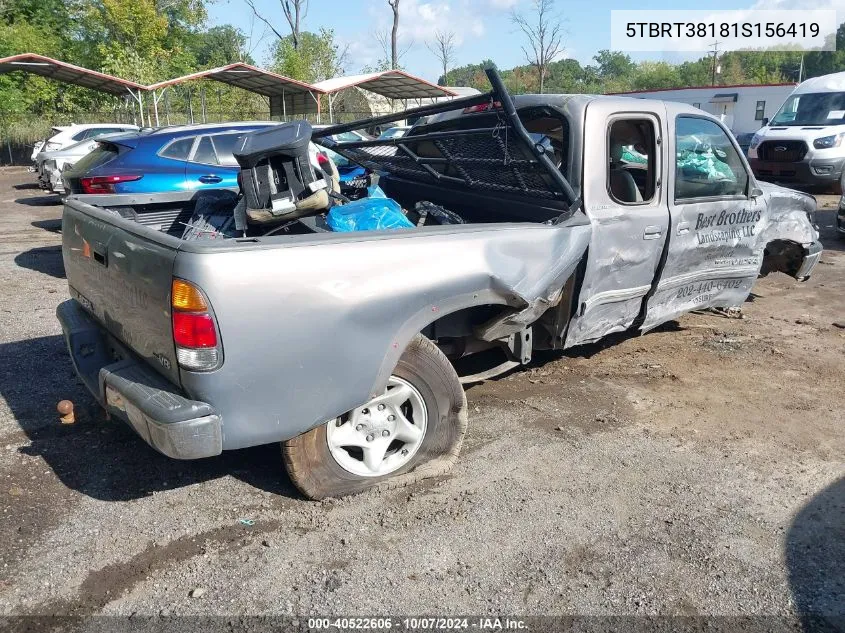 2001 Toyota Tundra Access Cab Limited VIN: 5TBRT38181S156419 Lot: 40522606