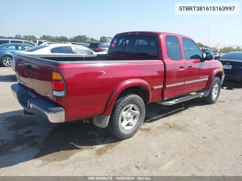 2001 Toyota Tundra Ltd V8 VIN: 5TBRT38161S163997 Lot: 40548375