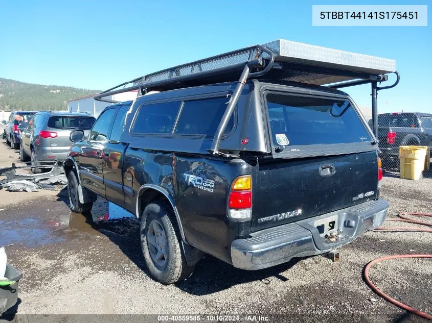 2001 Toyota Tundra Sr5 V8 VIN: 5TBBT44141S175451 Lot: 40559585