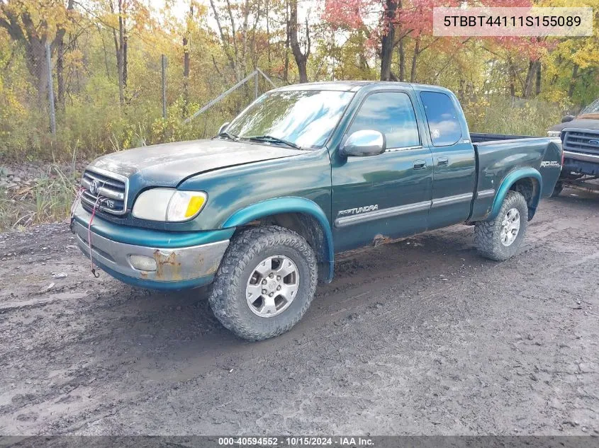 2001 Toyota Tundra Sr5 V8 VIN: 5TBBT44111S155089 Lot: 40594552