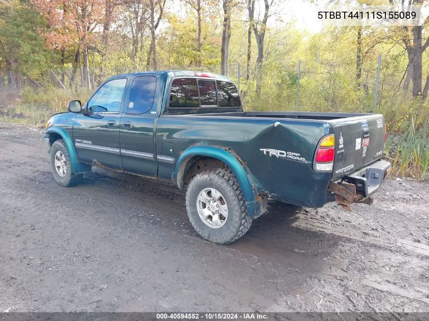 2001 Toyota Tundra Sr5 V8 VIN: 5TBBT44111S155089 Lot: 40594552