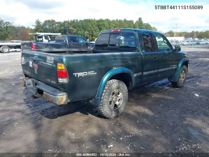 2001 Toyota Tundra Sr5 V8 VIN: 5TBBT44111S155089 Lot: 40594552