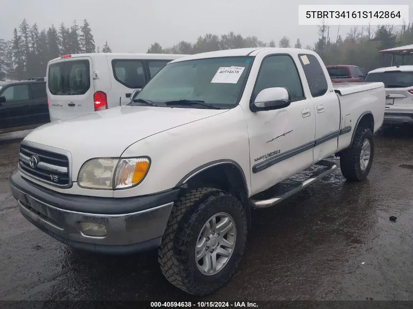 2001 Toyota Tundra Sr5 V8 VIN: 5TBRT34161S142864 Lot: 40594638