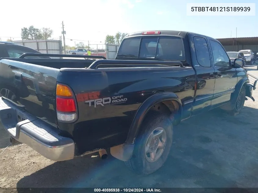 2001 Toyota Tundra Ltd V8 VIN: 5TBBT48121S189939 Lot: 40595938