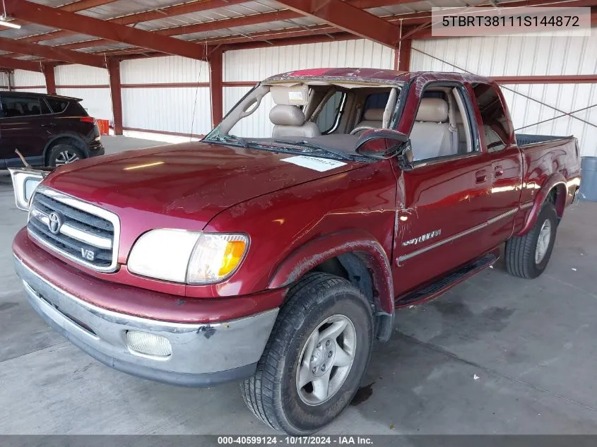 2001 Toyota Tundra Ltd V8 VIN: 5TBRT38111S144872 Lot: 40599124