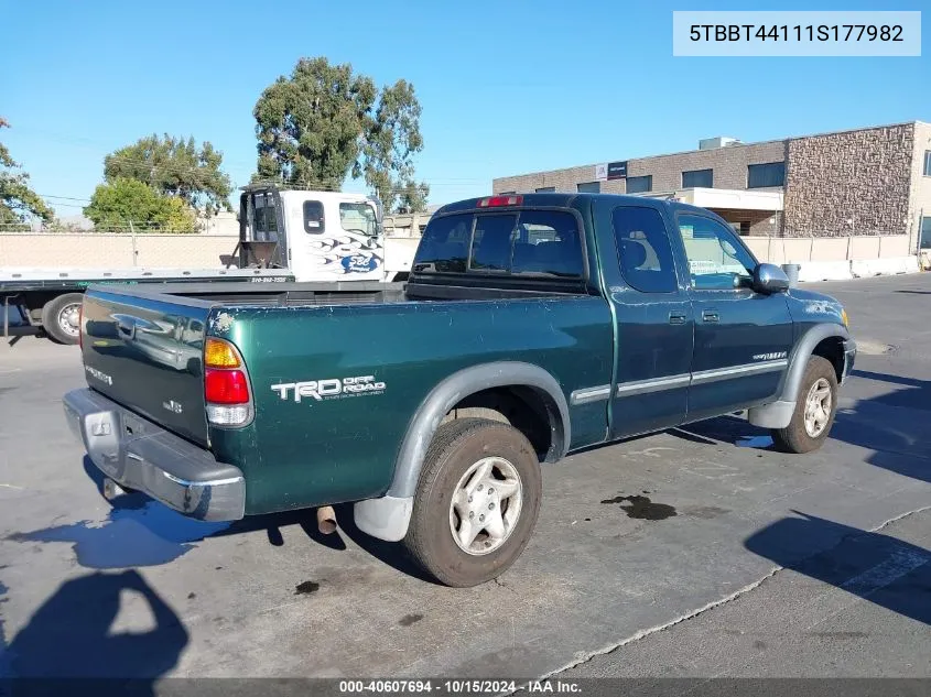 2001 Toyota Tundra Sr5 V8 VIN: 5TBBT44111S177982 Lot: 40607694