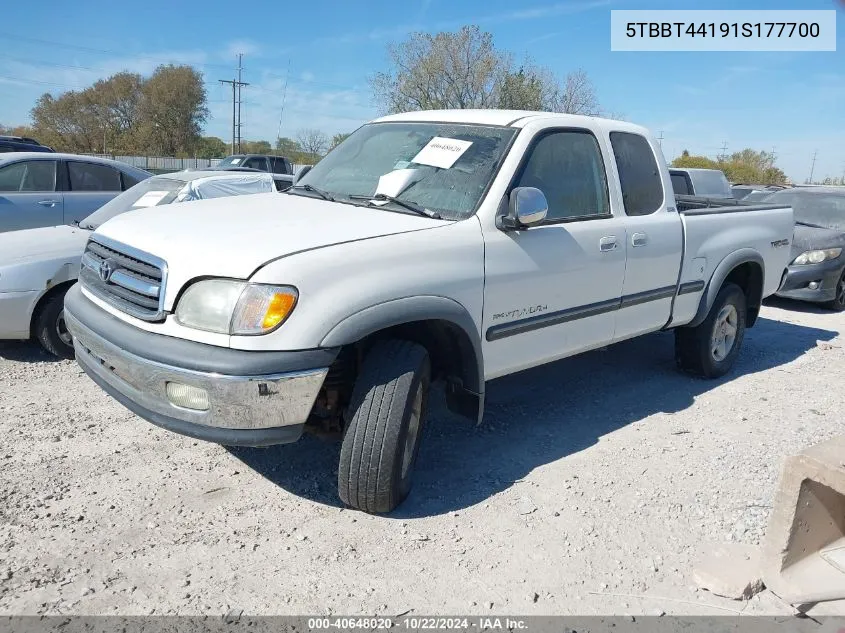 2001 Toyota Tundra Sr5 V8 VIN: 5TBBT44191S177700 Lot: 40648020