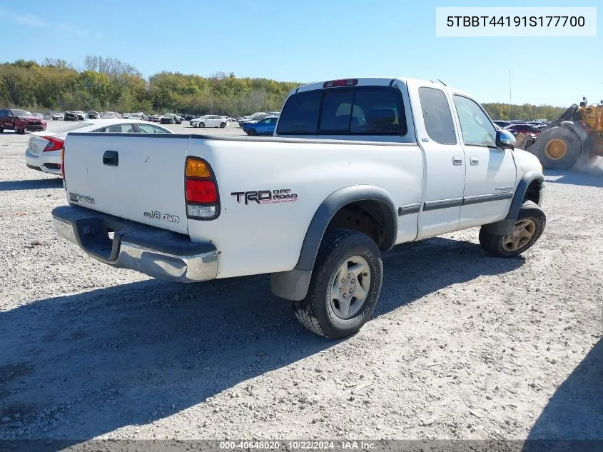 2001 Toyota Tundra Sr5 V8 VIN: 5TBBT44191S177700 Lot: 40648020