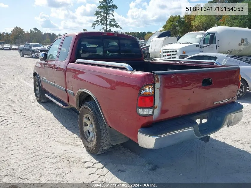 2001 Toyota Tundra Sr5 V8 VIN: 5TBRT34171S154053 Lot: 40661771