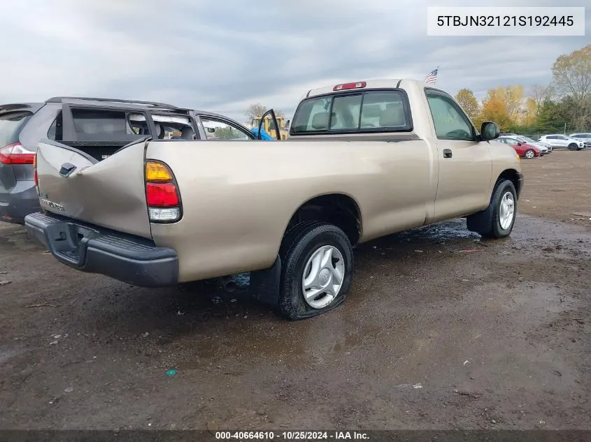 2001 Toyota Tundra VIN: 5TBJN32121S192445 Lot: 40664610