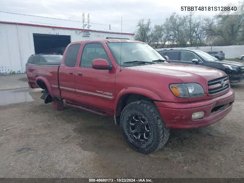 2001 Toyota Tundra Ltd V8 VIN: 5TBBT48181S128840 Lot: 40680173