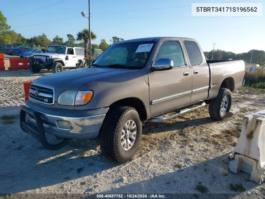 2001 Toyota Tundra Access Cab/Access Cab Sr5 VIN: 5TBRT34171S196562 Lot: 40687782