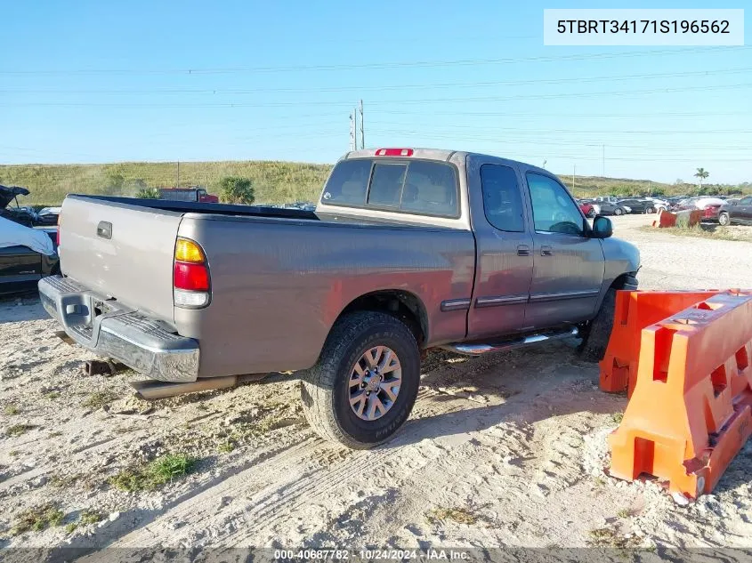 2001 Toyota Tundra Access Cab/Access Cab Sr5 VIN: 5TBRT34171S196562 Lot: 40687782