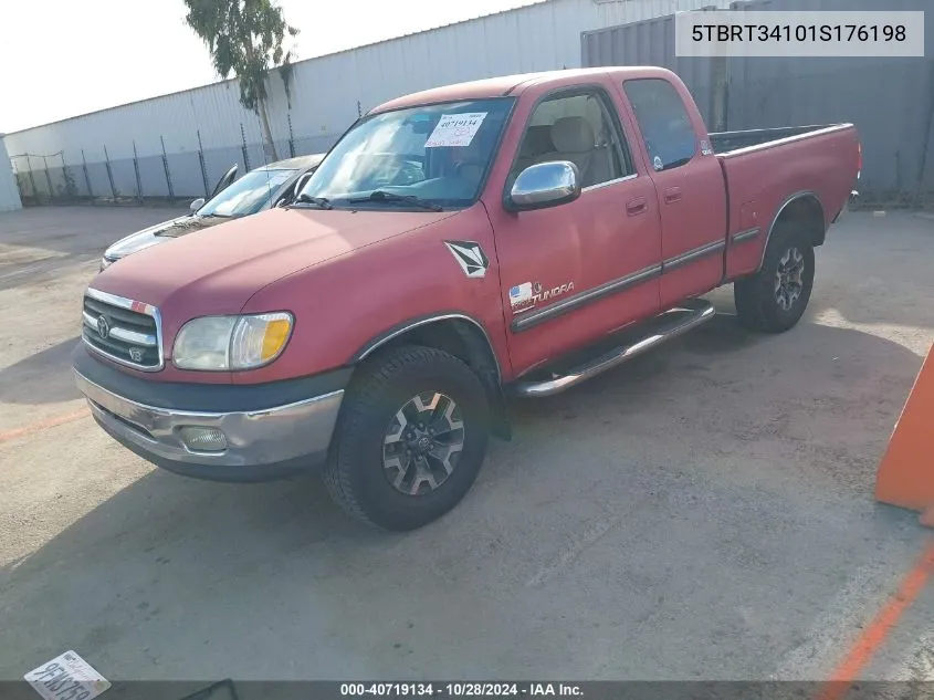 2001 Toyota Tundra Sr5 V8 VIN: 5TBRT34101S176198 Lot: 40719134