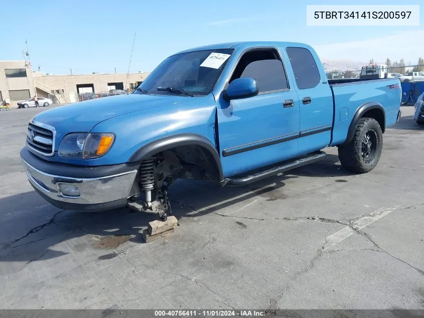 2001 Toyota Tundra Sr5 V8 VIN: 5TBRT34141S200597 Lot: 40756411