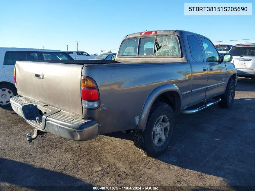 2001 Toyota Tundra Ltd V8 VIN: 5TBRT38151S205690 Lot: 40761875