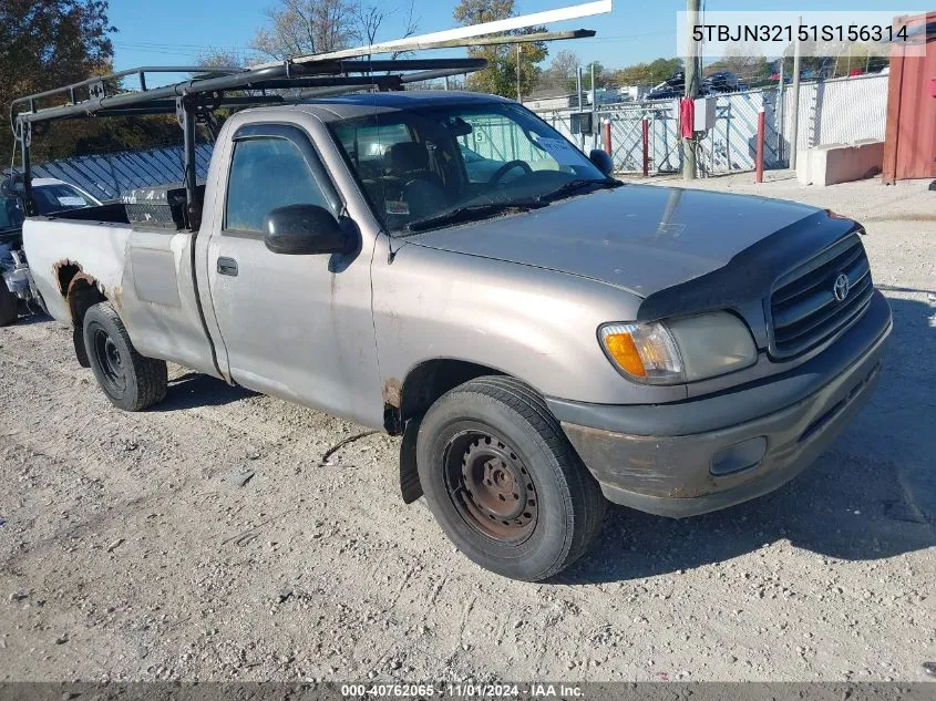 2001 Toyota Tundra VIN: 5TBJN32151S156314 Lot: 40762065