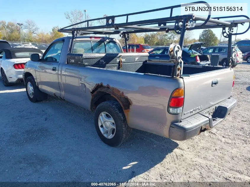 2001 Toyota Tundra VIN: 5TBJN32151S156314 Lot: 40762065