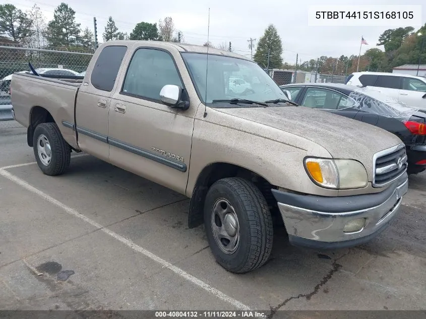 2001 Toyota Tundra Sr5 V8 VIN: 5TBBT44151S168105 Lot: 40804132