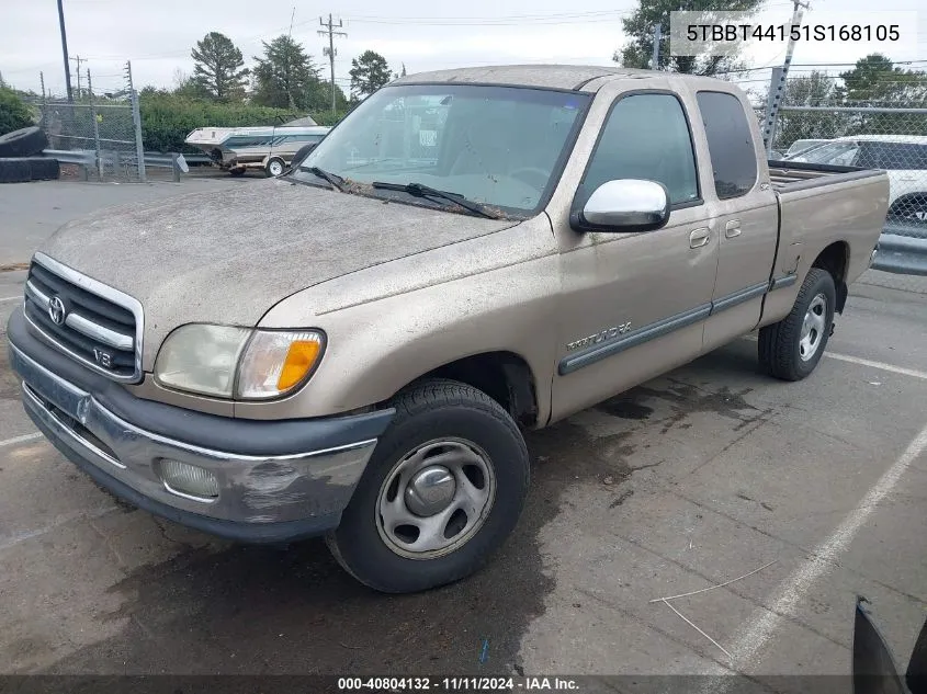 2001 Toyota Tundra Sr5 V8 VIN: 5TBBT44151S168105 Lot: 40804132