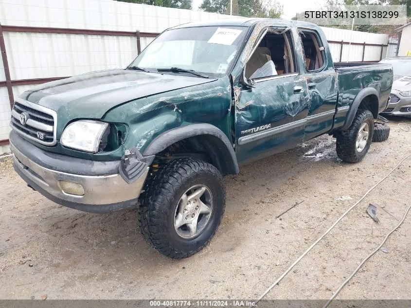 2001 Toyota Tundra Access Cab/Access Cab Sr5 VIN: 5TBRT34131S138299 Lot: 40817774