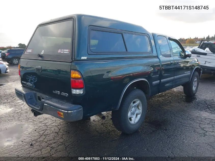 2001 Toyota Tundra Sr5 V8 VIN: 5TBBT44171S148745 Lot: 40817853