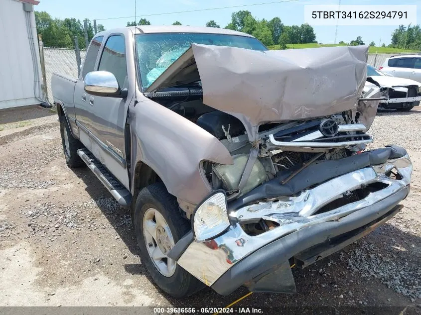 2002 Toyota Tundra Sr5 V8 VIN: 5TBRT34162S294791 Lot: 39686556