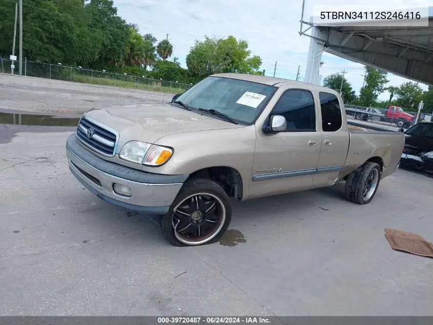 2002 Toyota Tundra Sr5 VIN: 5TBRN34112S246416 Lot: 39720487