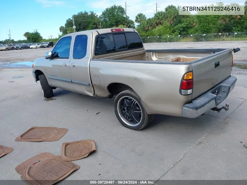 2002 Toyota Tundra Sr5 VIN: 5TBRN34112S246416 Lot: 39720487