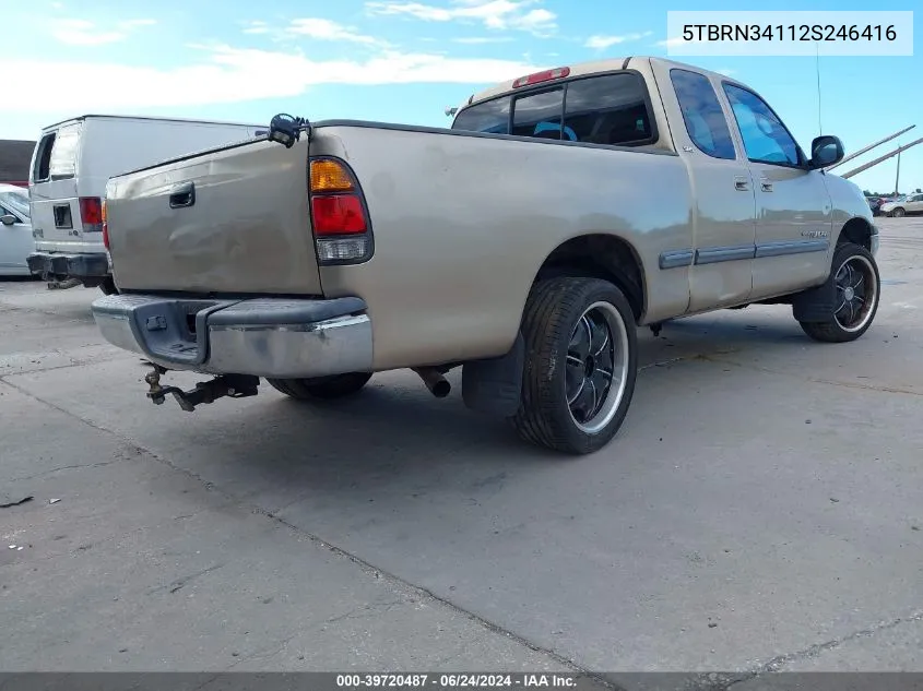 2002 Toyota Tundra Sr5 VIN: 5TBRN34112S246416 Lot: 39720487