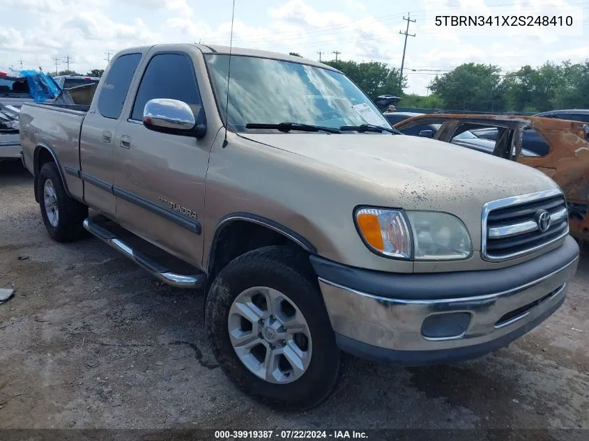 2002 Toyota Tundra Sr5 VIN: 5TBRN341X2S248410 Lot: 39919387