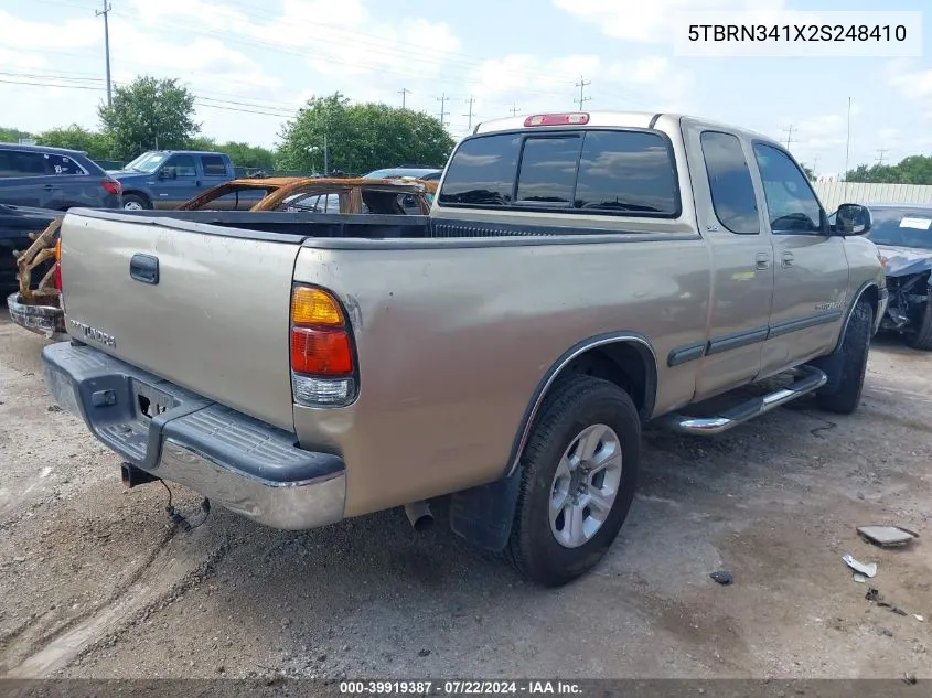 2002 Toyota Tundra Sr5 VIN: 5TBRN341X2S248410 Lot: 39919387