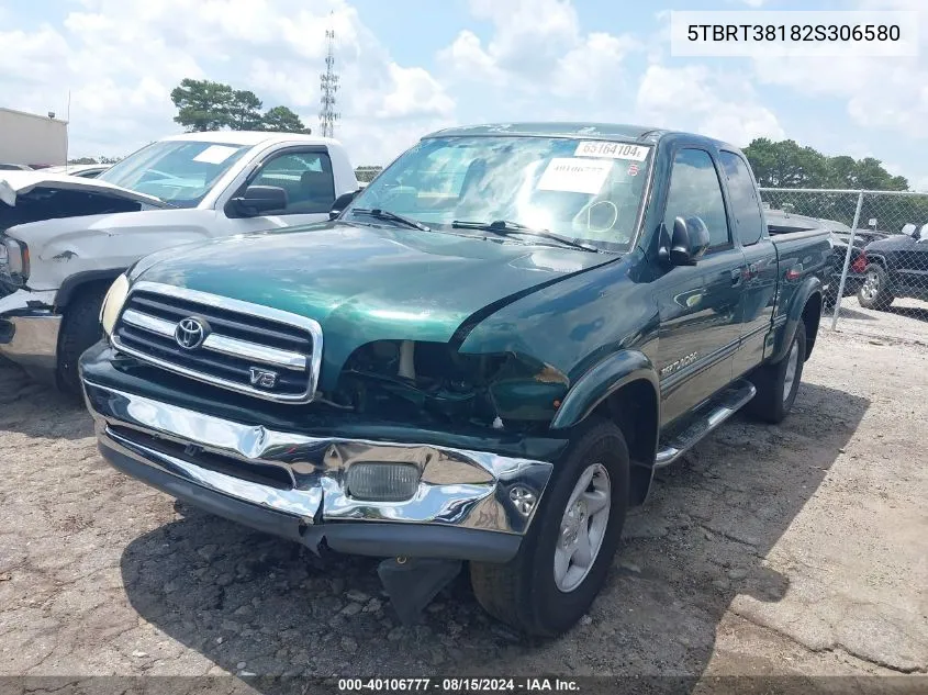 2002 Toyota Tundra Ltd V8 VIN: 5TBRT38182S306580 Lot: 40106777