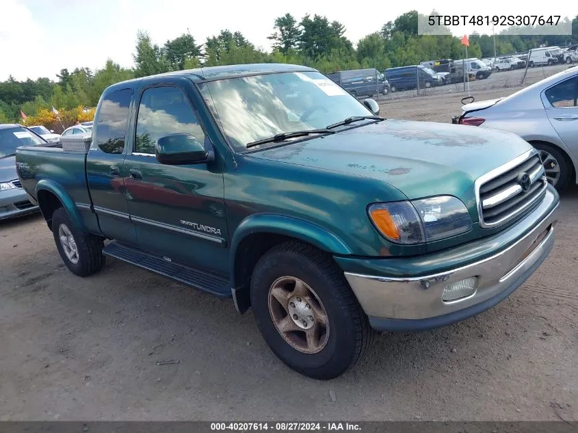 2002 Toyota Tundra Ltd V8 VIN: 5TBBT48192S307647 Lot: 40207614