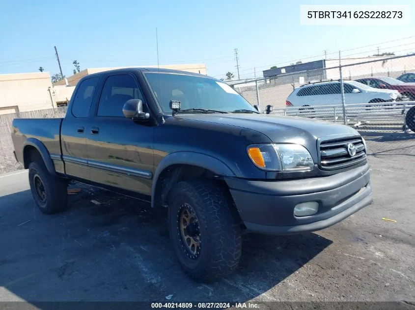 2002 Toyota Tundra Sr5 V8 VIN: 5TBRT34162S228273 Lot: 40214809