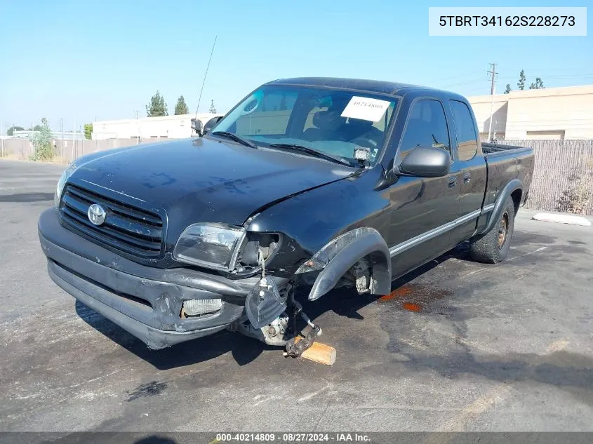 2002 Toyota Tundra Sr5 V8 VIN: 5TBRT34162S228273 Lot: 40214809