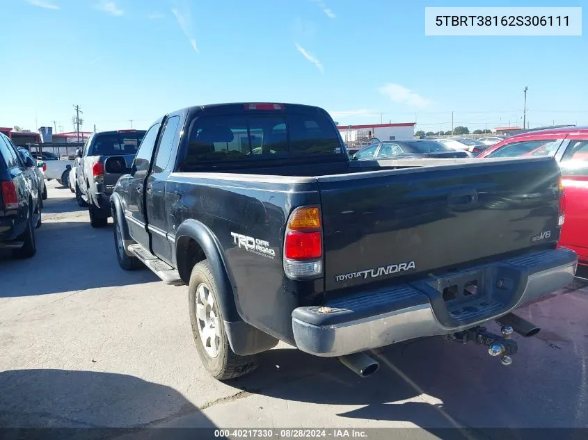 2002 Toyota Tundra Ltd V8 VIN: 5TBRT38162S306111 Lot: 40217330