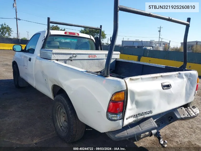 2002 Toyota Tundra VIN: 5TBJN32192S260810 Lot: 40244722