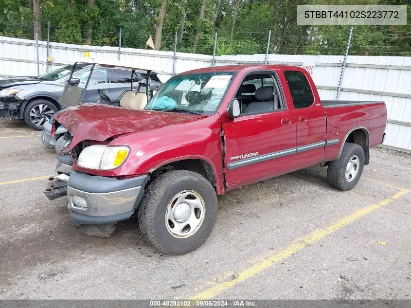 2002 Toyota Tundra Sr5 V8 VIN: 5TBBT44102S223772 Lot: 40293102