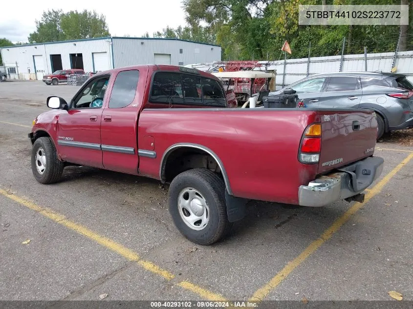 2002 Toyota Tundra Sr5 V8 VIN: 5TBBT44102S223772 Lot: 40293102