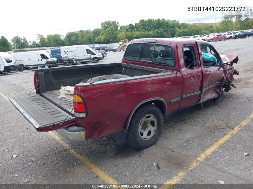 2002 Toyota Tundra Sr5 V8 VIN: 5TBBT44102S223772 Lot: 40293102