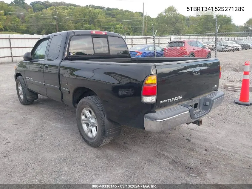 2002 Toyota Tundra Sr5 V8 VIN: 5TBRT34152S271289 Lot: 40330145