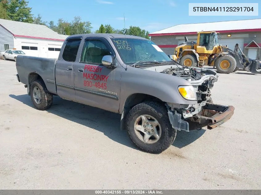 2002 Toyota Tundra Sr5 VIN: 5TBBN44112S291704 Lot: 40342155