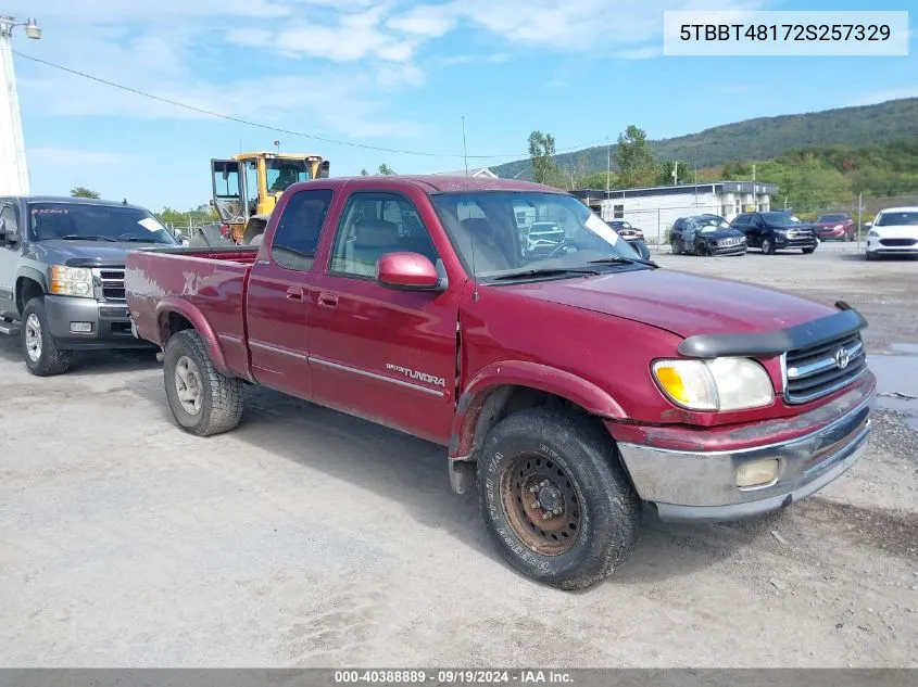 2002 Toyota Tundra Ltd V8 VIN: 5TBBT48172S257329 Lot: 40388889